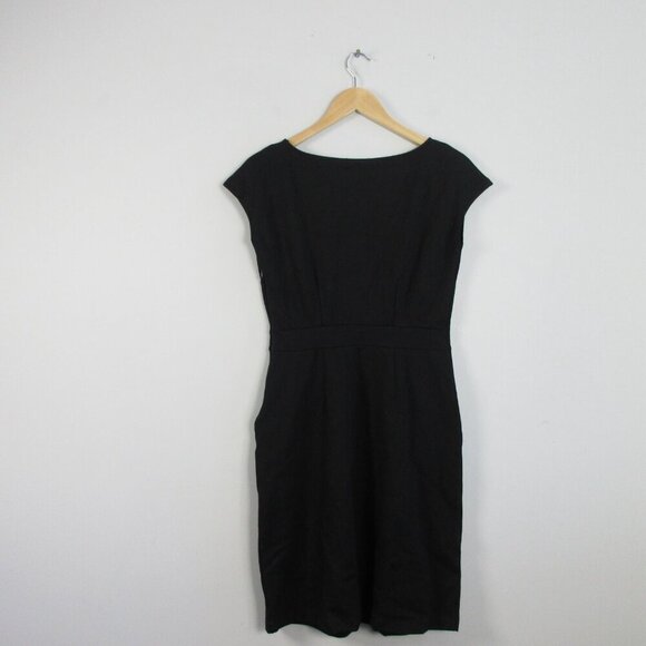 Quince Ultra Stretch Ponte Cap Sleeve Dress S Black Rayon Mini Career Office 414 - Picture 2 of 13